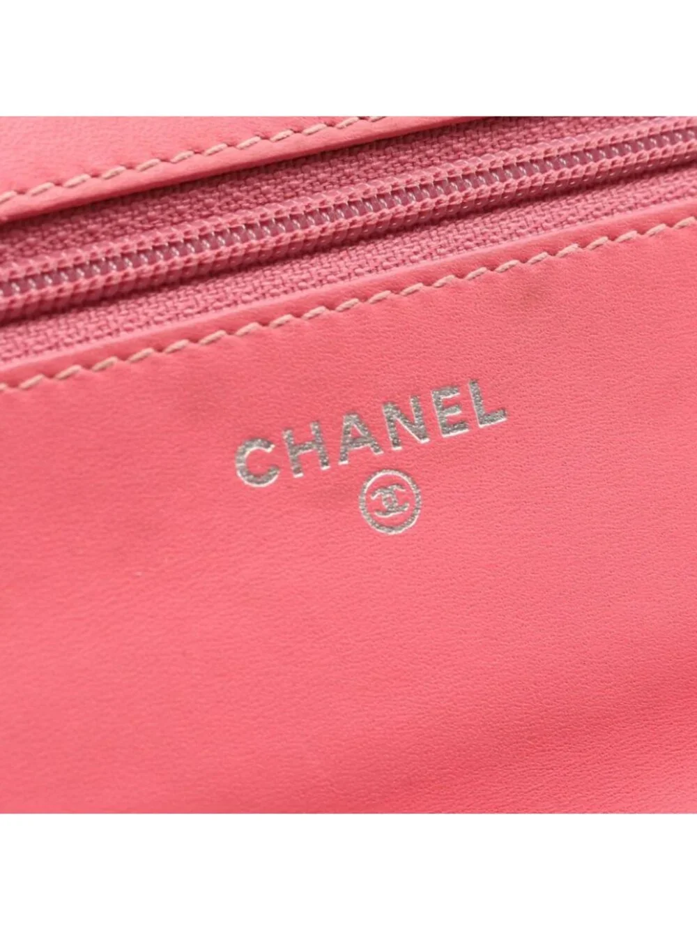 Chanel Shoulder Bag Quilted Pink Caviar Leather Chain Wallet